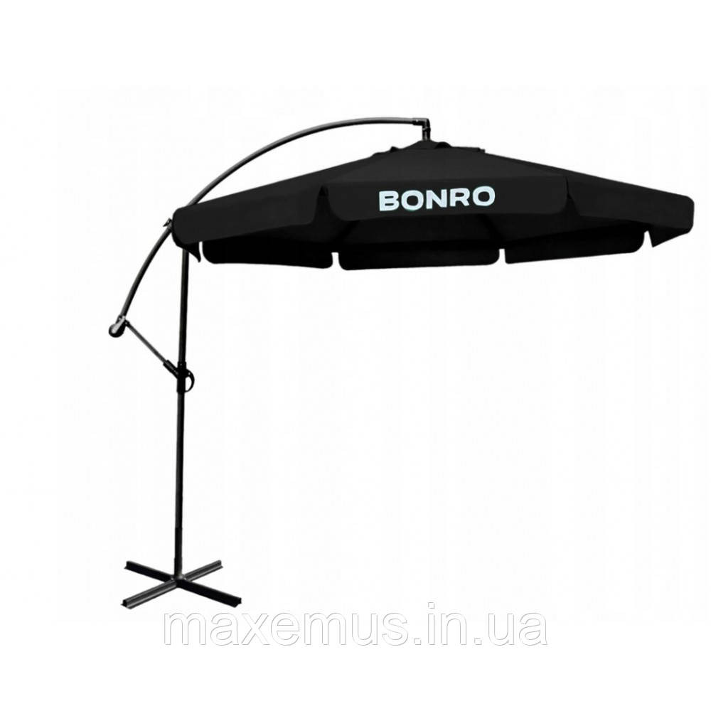Садовый зонт Bonro B7218 на 3 м черный с наклоном 6 спиц и вентиляционным отверстием Мостиска - изображение 2