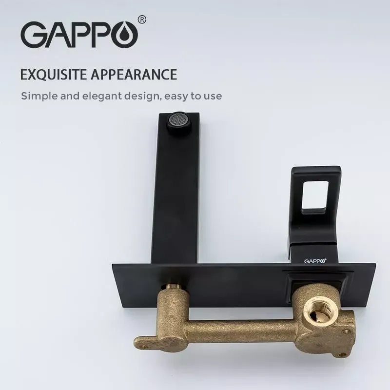 Змішувач для умивальника настінний GAPPO G1017-16, чорний Київ - фото 5