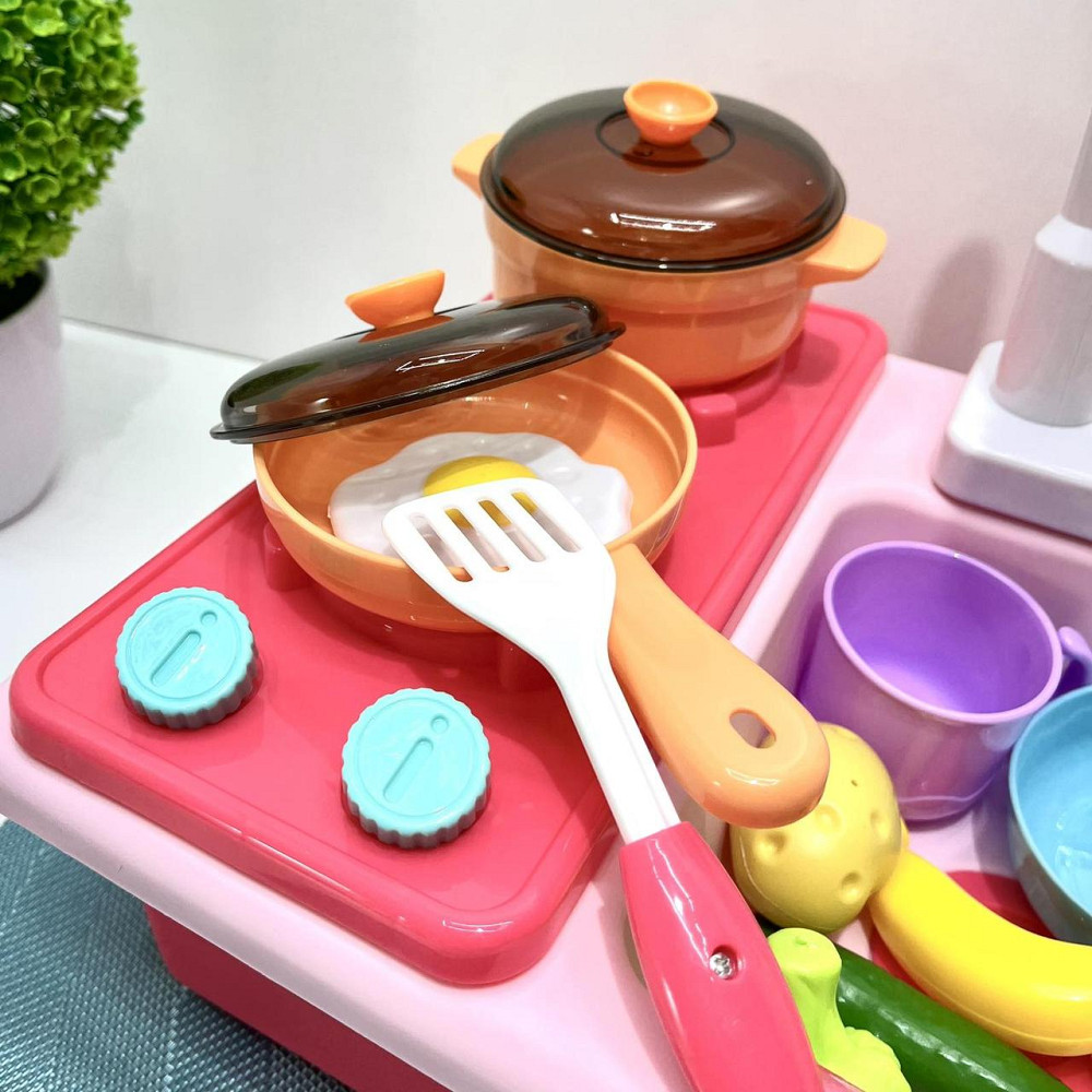 Кухня іграшкова мийка ллється вода 29 предметів звук світло Рожевий (WD-T41) Чернігів - фото 3