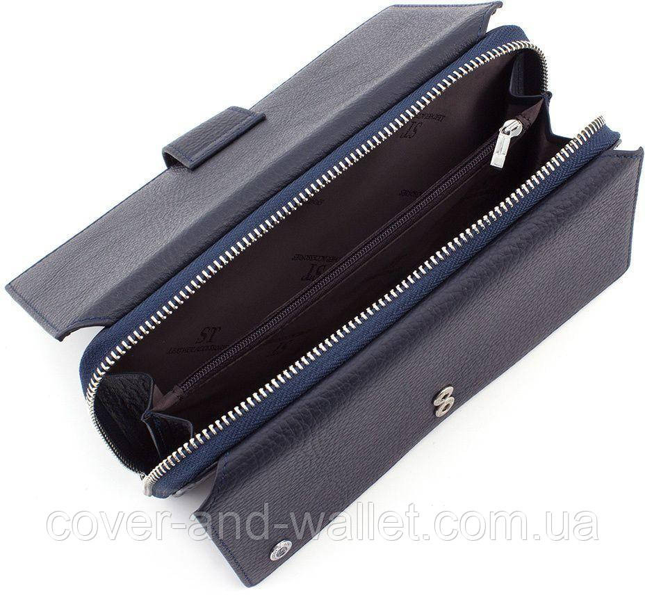 Темно-синій шкіряний гаманець клатч ST 228 Київ - фото 5