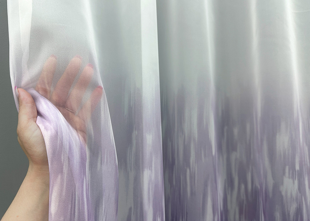 Тюль шифоновая с принтом цвет сиреневый с белым 1760т Киев - изображение 2