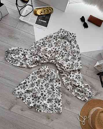 Женский стильный повседневный костюм из натуральной ткани штапель Одесса