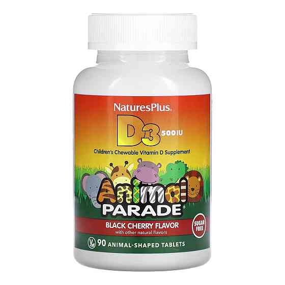 Витамин D3 для детей без сахара Nature's Plus Sugarfree Vit D3 Chewable 90 жевательных таблеток Вишня Киев