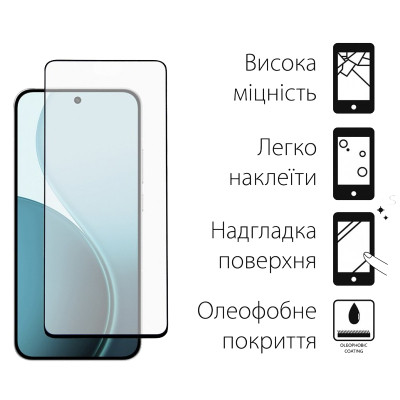 Стекло защитное Dengos Full Glue OPPO Reno14 F/FS Black (TGFG-419) Винница - изображение 2