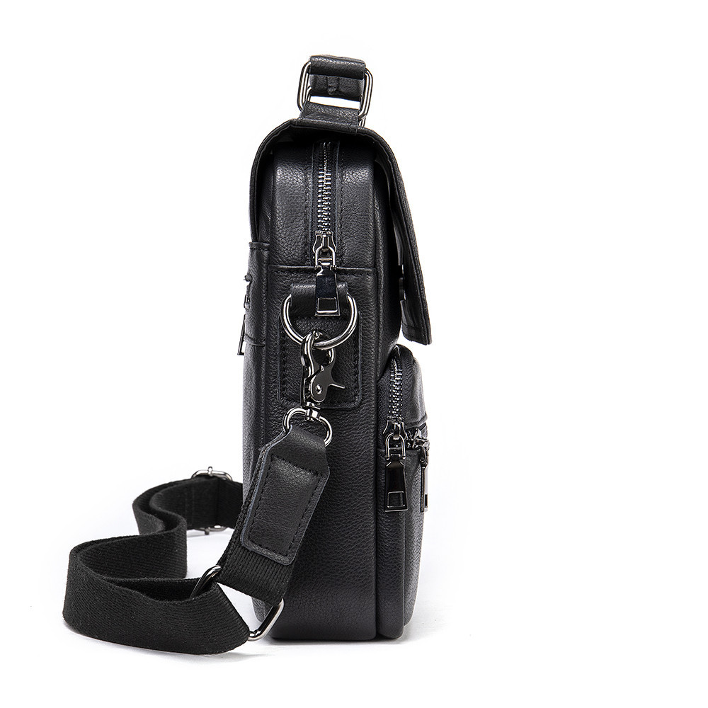 Вертикальна чоловіча сумка в м'якій шкірі Чорна (Vintage) Київ - фото 1