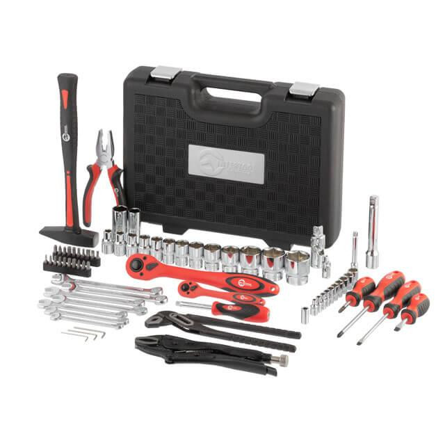 Набір інструментів, проф., 1/2" + 1/4", Cr-V, 72 од., головки: 4-32 мм, біти 20 од., ключі: 8-15 мм, кейс INTERTOOL ET-6073 Київ - фото 3