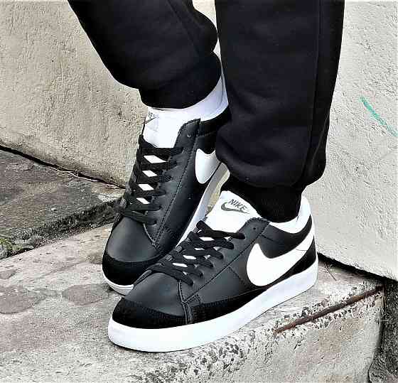 Кроссовки Nike Blazer Черные Мужские Белые Форсы Кожаные Найк (размеры: 41,42,43,44,45,46) Днепр