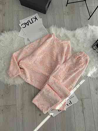 Женская теплая повседневная домашняя махровая пижама турецкая двусторонняя махра Персик, 46/48 Одесса