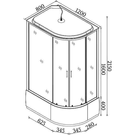 Душевой бокс ассиметричный левый OBRA H120FFSL BRAVO (3уп.) (000029094) Киев