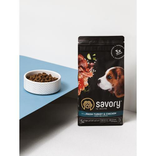 Сухий корм Savory Puy для цуценят усіх порід, зі свіжою індичкою і куркою, 3 кг Київ - фото 6