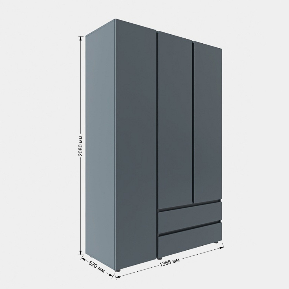 Шкаф трехдверный Эверест ШЛ-3 Лайт Графит (DTM-4913) Львов - изображение 3