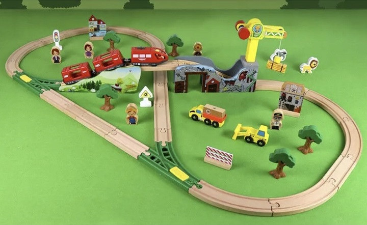 Детские Деревянные железнодорожные пути с батарейным питанием из 57 элементов Kruzzel (22495) Нововолынск - изображение 9