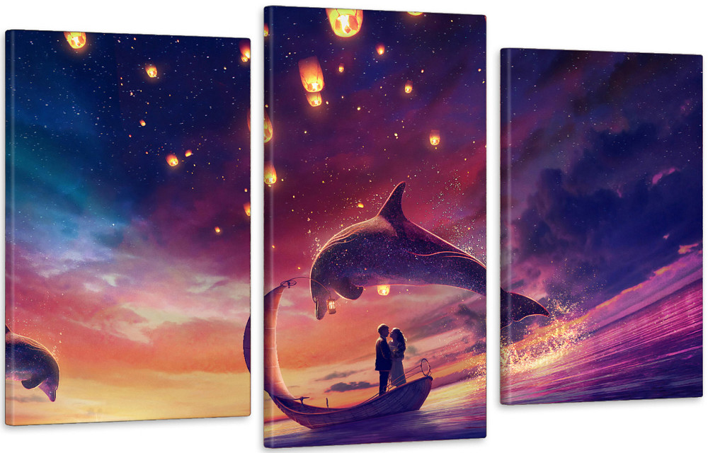 Модульна картина у вітальню/ спальню  Дельфіни з закоханими    Art-557_3 Київ - фото 1
