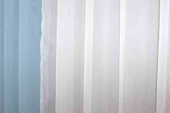 Комплект з шифону, декоративна гардина світло-блакитний з білим 002дк (н130-н101) Київ