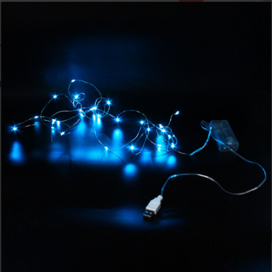 Xmas гирлянд 30 Led 3M (Copper) на медной проволоке (Капля росы) B BLUE BATTERY+USB 7738 Киев