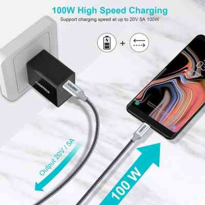 Дата кабель USB-C to USB-C 1.8m USB 2.0 100W Choetech (XCC-1002-GY) Вінниця