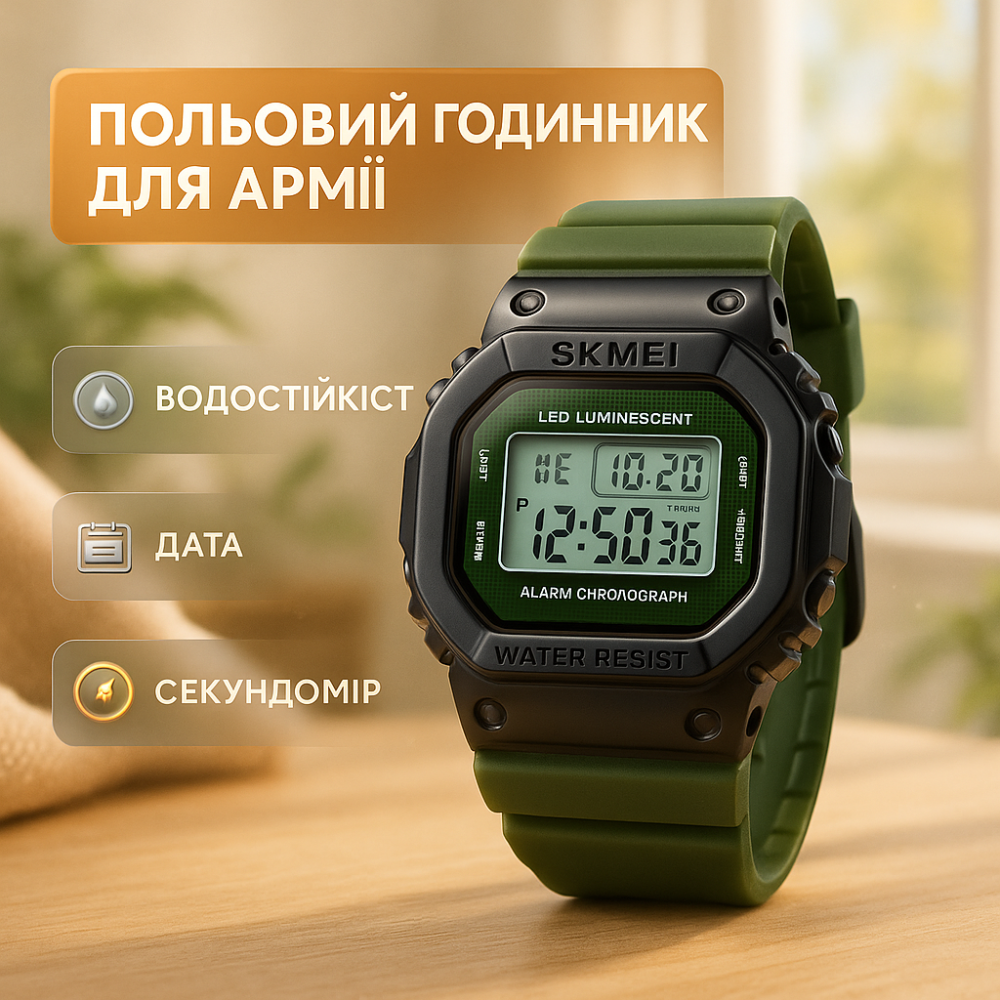 Водонепроникний наручний електронний годинник для чоловіка, Армійський годинник мілітарі CZ-11 Львів - фото 18