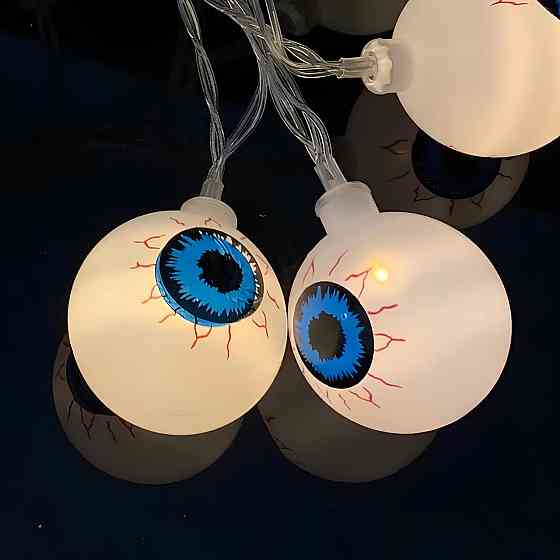 Гирлянда в виде глаз RESTEQ 1.5 м. Светодиодная гирлянда на Хэллоуин — 10 пластиковых глаз с теплым белым свечением, для декора Киев