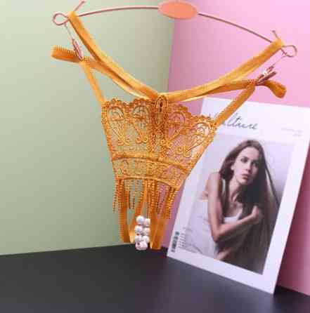 Трусики з перлами еротичні універсальний помаранчевий Київ