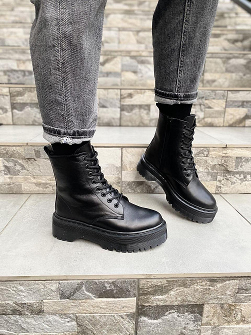 Черевики жіночі RONE Док-5 чорні натуральна шкіра зима висота 13см (4254) Коломия - фото 5