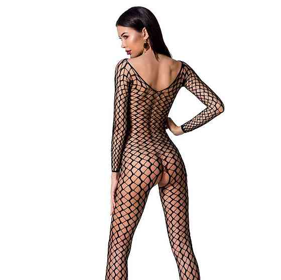 Бодістокінг Passion BS068 black, комбінезон, велика сітка, довгий рукав Sex Aura Київ