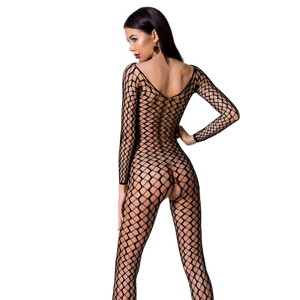 Бодістокінг Passion BS068 black, комбінезон, велика сітка, довгий рукав Sex Aura Київ - фото 2
