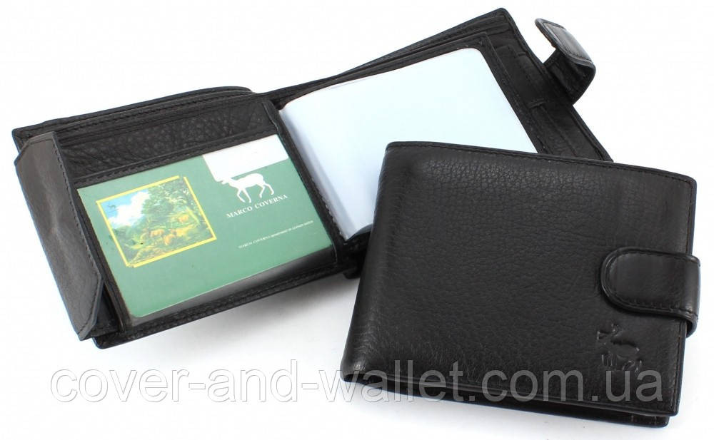 Стильный кожаный мужской кошелек с визитницей на застежке Marco Coverna Киев - изображение 9