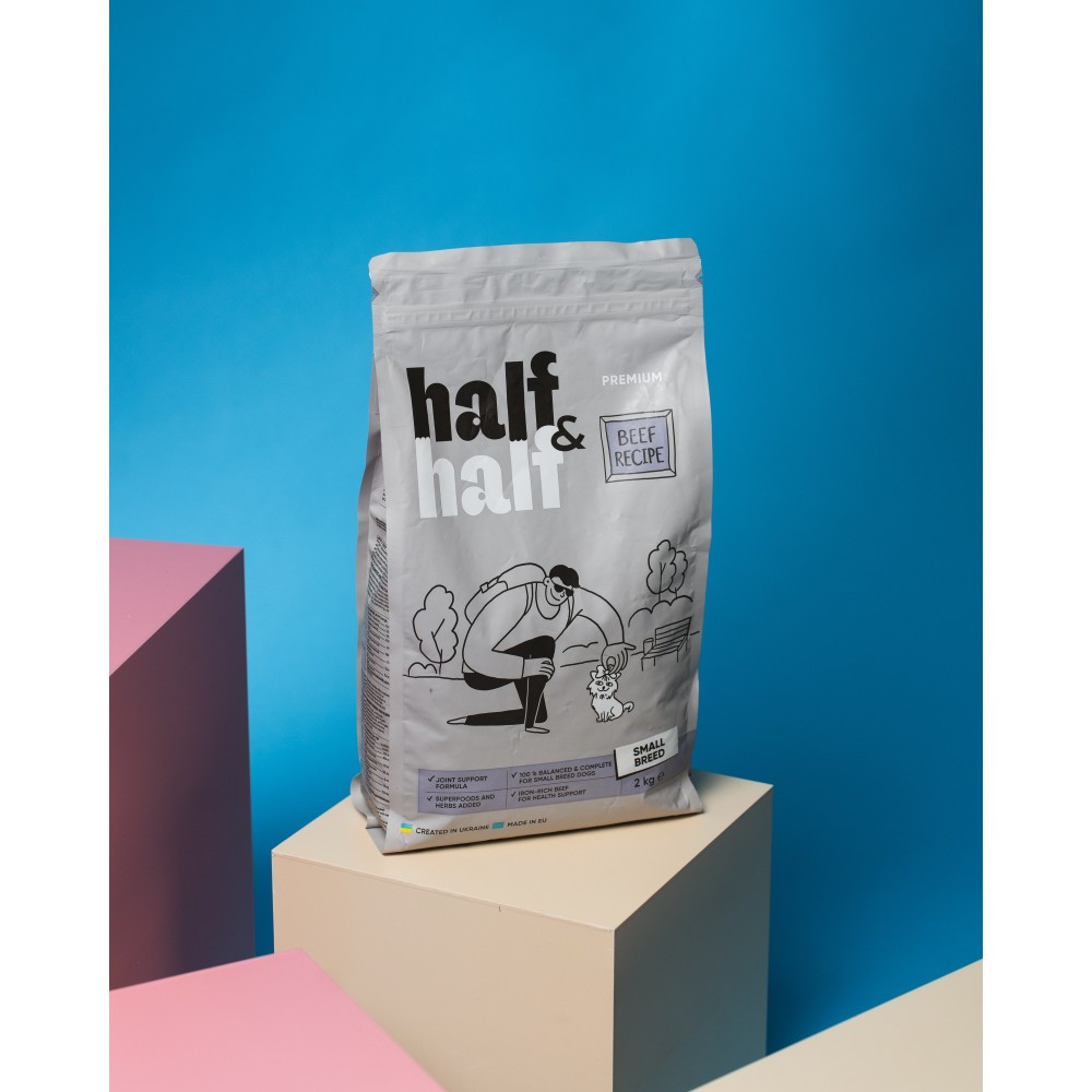 Сухой корм Half&Half для взрослых собак маленьких пород, с говядиной, 2 кг Винница - изображение 5
