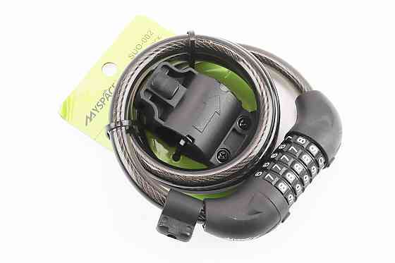 Замок протиугінний тросовий 1200х12мм з 5-х значним кодом, кріплення за трубу сидіння, SUO-002 Київ