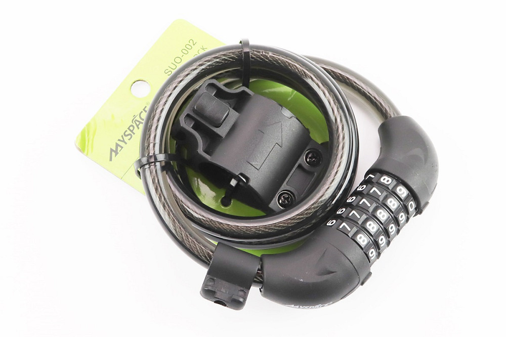 Замок протиугінний тросовий 1200х12мм з 5-х значним кодом, кріплення за трубу сидіння, SUO-002 Київ - фото 1