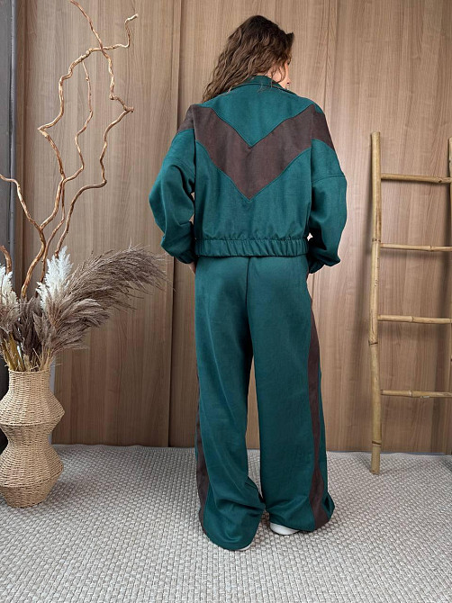 Женский стильный повседневный костюм двойка из замша на дайвинге Изумрудный Одесса - изображение 7