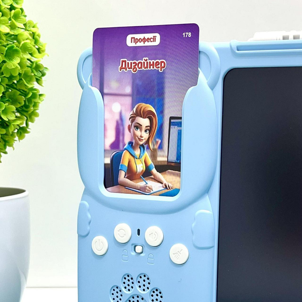 Картридер Всезнайко WToys кольорова LCD - дошка стілус 122 картки 18 тем казки пісні цікаві факти Блакитний (94930) Чернигов - изображение 8