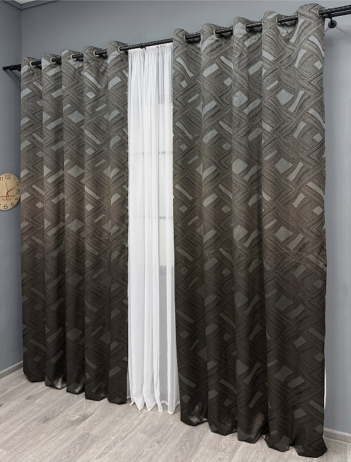 Комплект штор на люверсах VR-Textil Жаккард Mystery № 1626ш Капучино 150х280 см 2 шт (37-0179) Киев - изображение 4