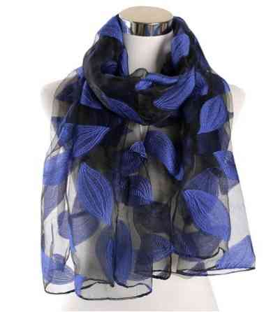 Женский шарфик с принтом 180 на 68 см черно-синий Киев