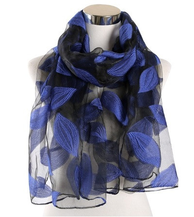 Женский шарфик с принтом 180 на 68 см черно-синий Киев - изображение 2