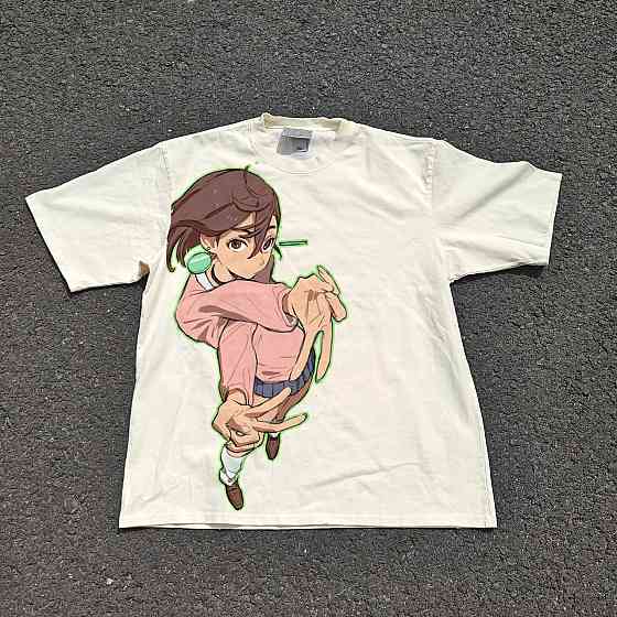 Футболка для хлопчика з принтом аніме Аніме Дандадан Аніме Момо оверсайз (зріст від 165 до 180) Чорний Дніпро