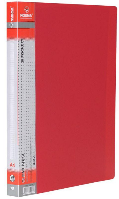 Папка на 20 файлів A4 "Norma" 600/25мкн PР, червона, 5026-01N, шт Київ - фото 1