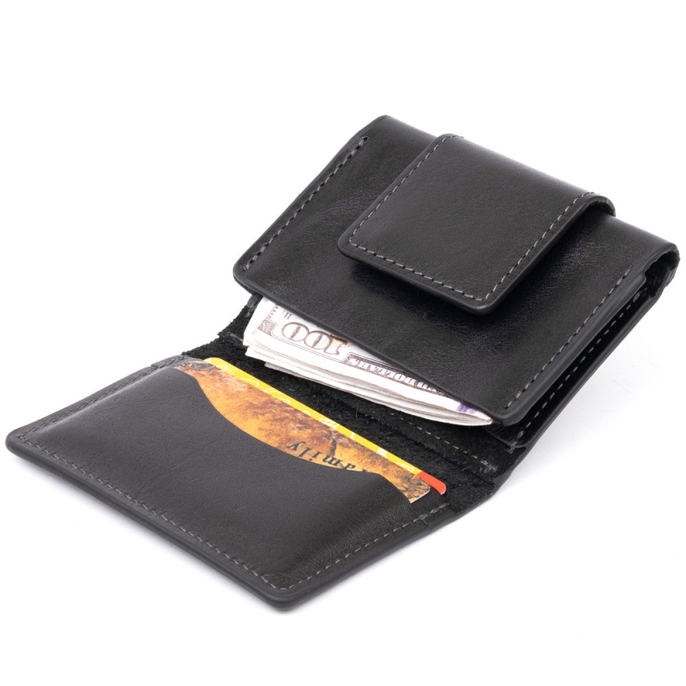 Візитниця для карток глянцева з натуральної шкіри Чорна (GRANDE PELLE) Київ - фото 7