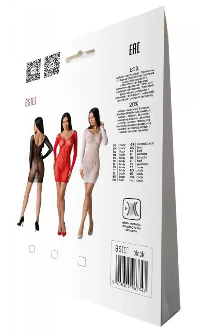 Напівпрозора мінісукня Passion BS101 One Size, black, рукави-мітенки Львів - фото 7