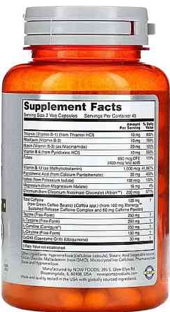 Энергетик для спорта NOW Foods Sustained Energy, 90 вегетарианских капсул Киев