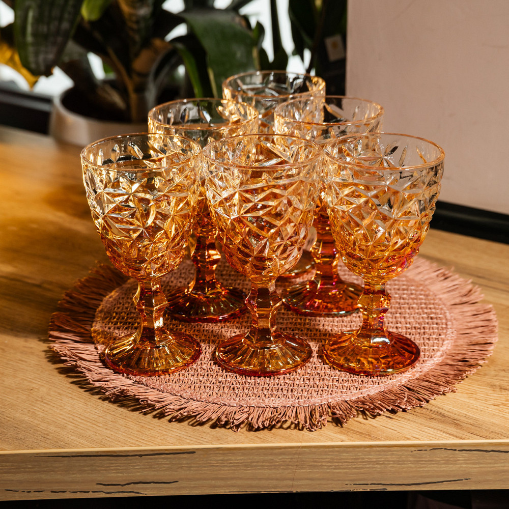 Набір келихів для вина 6 штук 240 мл на ніжці скляні Yiwu HP-19-190 Київ - фото 3