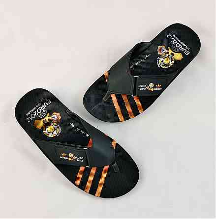 Чоловічі Шльопанці Тапочки Adidas Сланці В'єтнамки Адідас Чорні з Жовтогарячим (розміри: 40,41) Дніпро