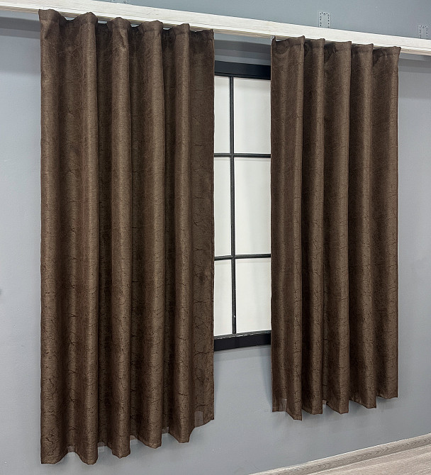 Комплект коротких штор VR-Textil Жакард Viva Marmo № 1783ш Коричневий 130х170 см 2 шт (35-0371) Київ - фото 3