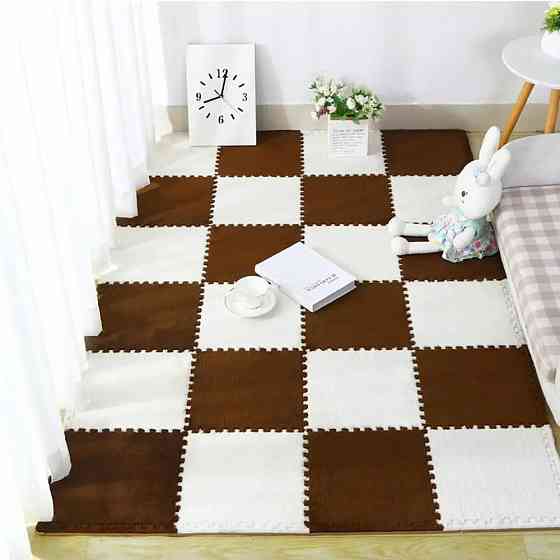 Пол-пазл плюшевый 30x30см, теплый пол, детский мат, термоковрик для дома, цвет коричневый Каменец-Подольский