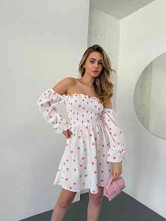 Женское романтическое платье с сердечками муслин Розовый, 46/48 Одесса