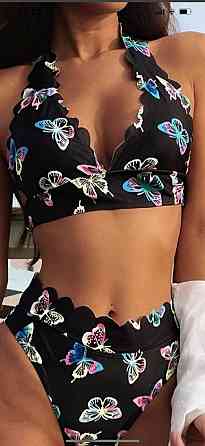 Жіночий роздільний купальник з принтом Чорний M Харків