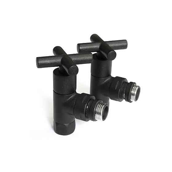 Кран угловой для полотенцесушителей Raftec Premium черный муар 1/2x1/2, 2шт. Киев