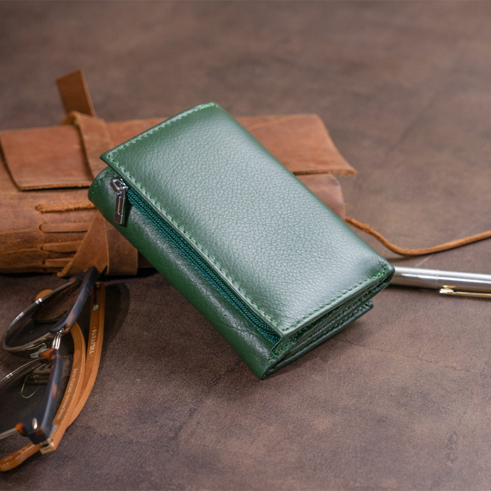 Горизонтальное портмоне из кожи унисекс на магните ST Leather 19332 Зеленое Киев - изображение 7