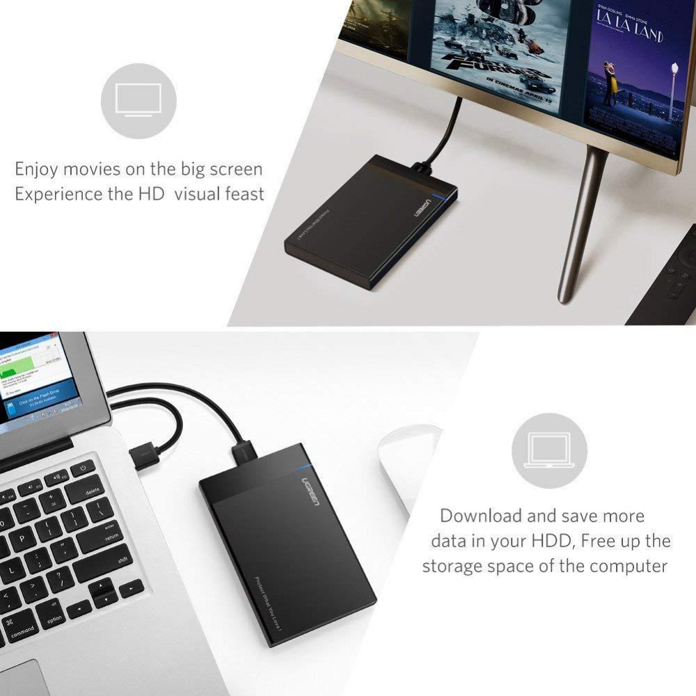 Внешний корпус для жесткого диска Ugreen US221 (HDD/SSD карман) SATA 2.5