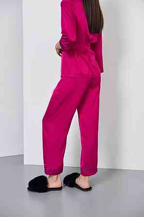 Піжама жіноча шовкова зі штанами Малиновий с/к XL/2XL Харків